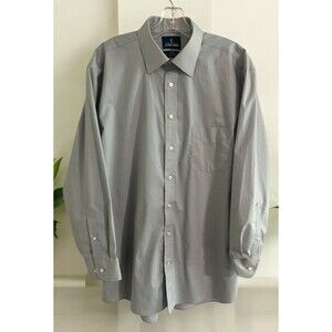 Stafford Men’s Dress Shirt 16.5 Gray Easy Care Wrinkle Free Long Sleeve Button